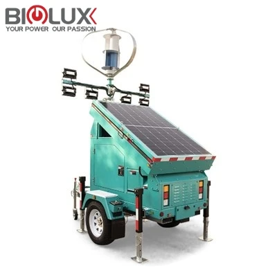 Solar Lighting Tower 3*435W Mobile Solar Light Tower with Back-up Generator