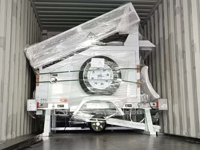 biglux histar v mobile solar security trailer packaged for container shipment biglux histar v mobile solar security trailer packaged for container shipment